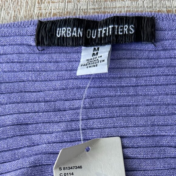 Urban Outfitters Purple Ribbed Cardigan Cropped Sweater Long Sleeves Size M NWT - Picture 2 of 7